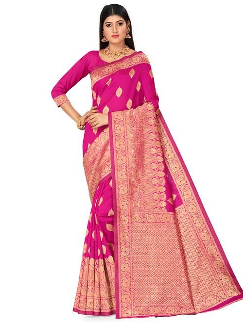 jacquard work woven saree with blouse - 17959112 - Very Small Image - 1