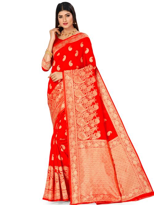 jacquard work woven saree with blouse - 17959115 - Very Small Image - 1