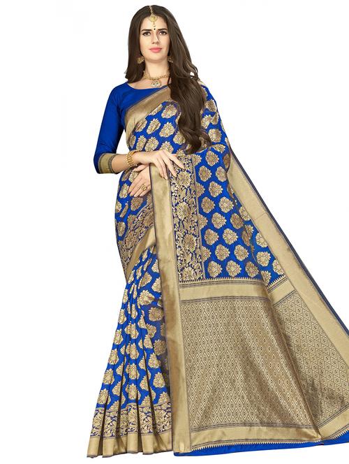 jacquard work woven saree with blouse - 17959135 - Very Small Image - 1