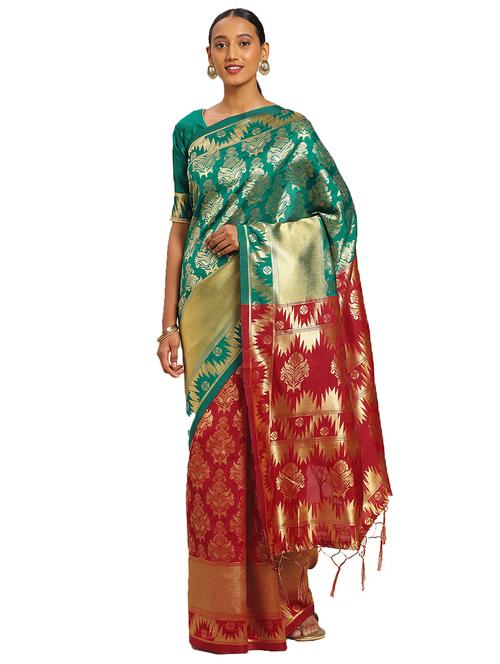 jacquard work woven saree with blouse - 17959140 - Very Small Image - 1