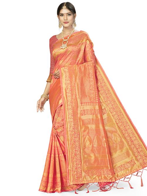 jacquard work woven saree with blouse - 17959142 - Very Small Image - 1