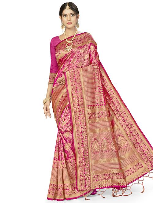 jacquard work woven saree with blouse - 17959143 - Very Small Image - 1