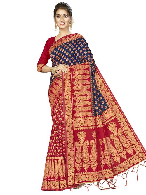 jacquard work woven saree with blouse - 17959149 - Very Small Image - 1