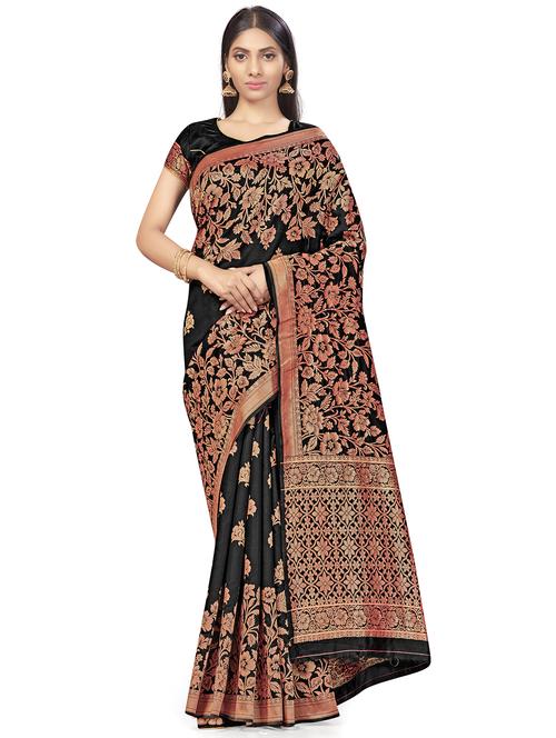 jacquard work woven saree with blouse - 17959150 - Very Small Image - 1