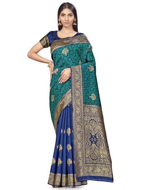 jacquard work woven saree with blouse - 17959152 - Very Small Image - 1