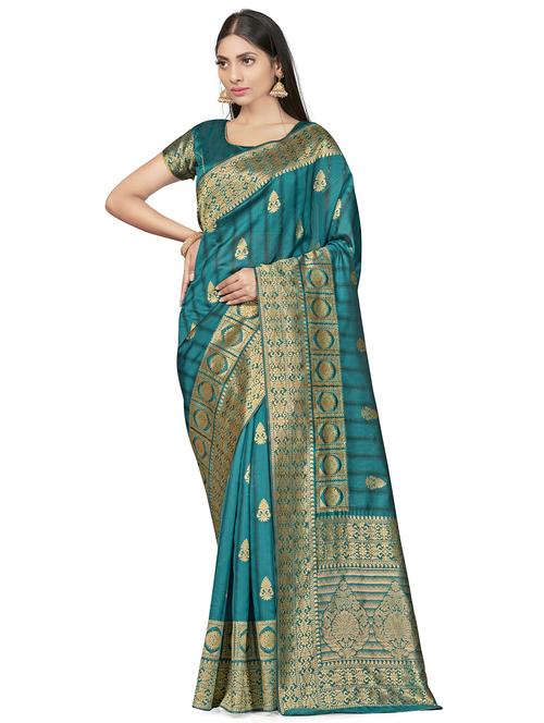 jacquard work woven saree with blouse - 17959153 - Very Small Image - 1