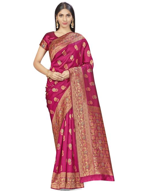 jacquard work woven saree with blouse - 17959160 - Very Small Image - 1
