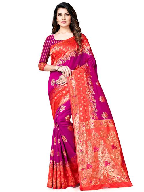 jacquard work woven saree with blouse - 17959170 - Very Small Image - 1
