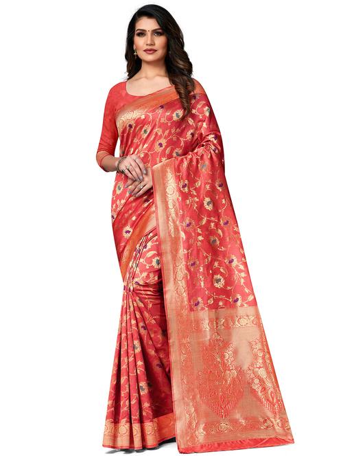 jacquard work woven saree with blouse - 17959177 - Very Small Image - 1