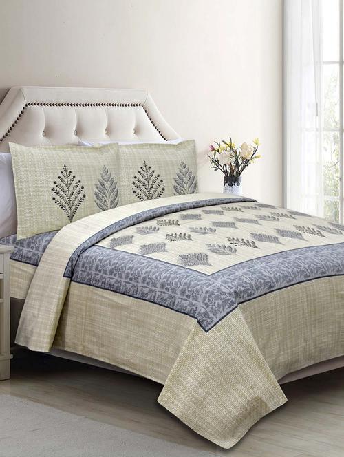 healing herbs grey cotton double bedsheet - 17959246 - Very Small Image - 1