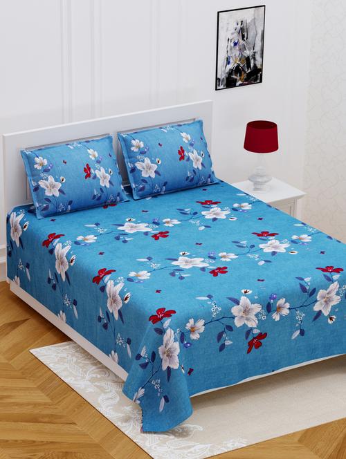 floral climber sky blue double bedsheet - 17959480 - Very Small Image - 1