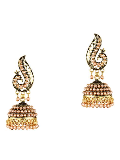 gold plated alloy jhumka earring - 17959638 - Very Small Image - 1