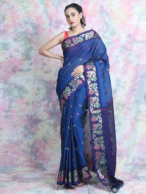 women self design handloom saree with blouse - 17960075 - Very Small Image - 1