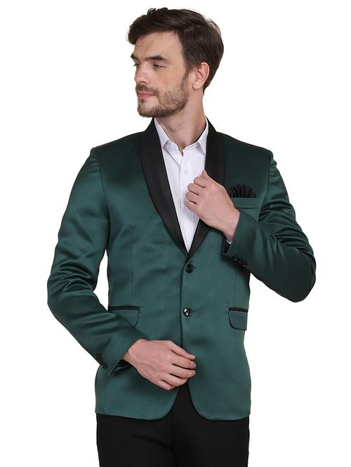 green solid single breasted tuxedo suit - 17960219 - Very Small Image - 1
