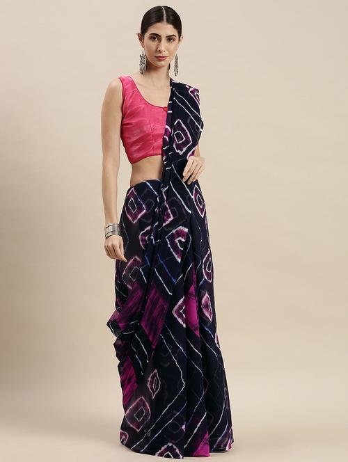 tie & dye saree with blouse - 17960286 - Very Small Image - 1