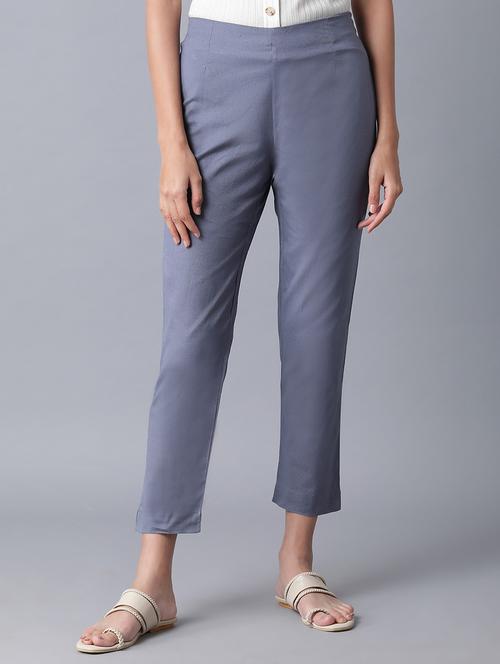 grey solid tapered pant - 17960312 - Very Small Image - 1