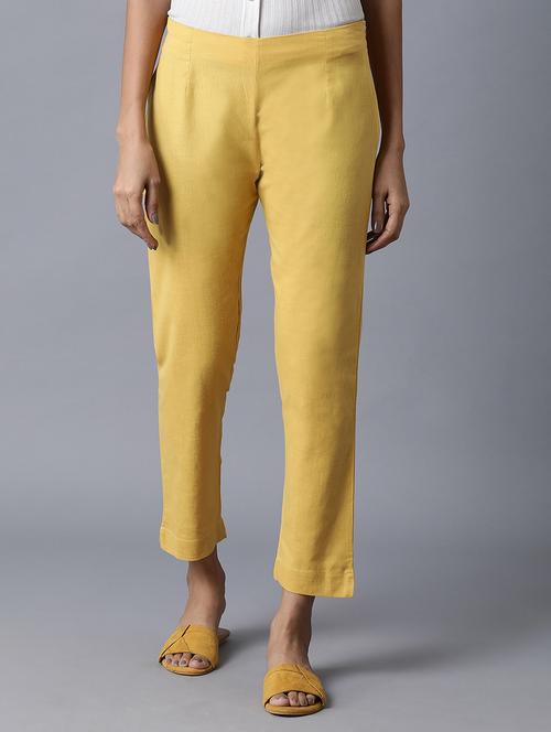 yellow solid tapered pant - 17960319 - Very Small Image - 1