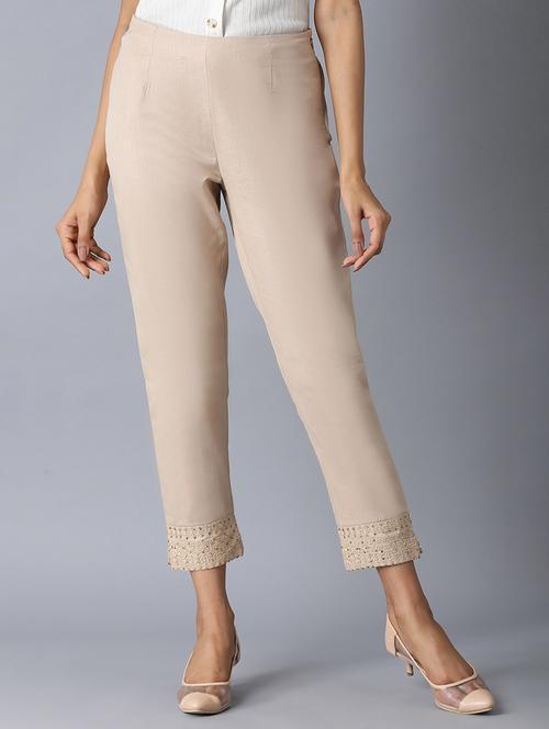 pink solid tapered pant - 17960323 - Very Small Image - 1