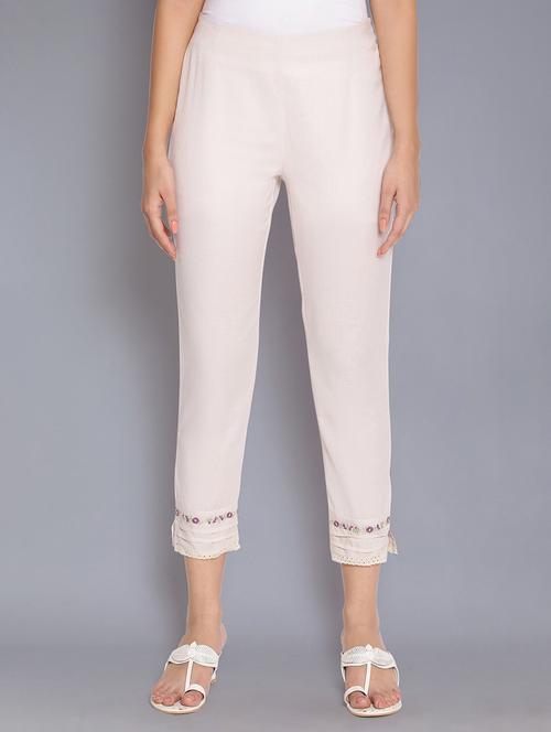 pink solid tapered pant - 17960344 - Very Small Image - 1