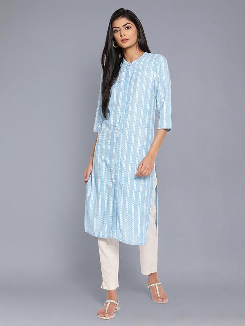 chevron straight kurta - 17960376 - Very Small Image - 1