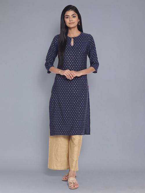 foil print straight kurta - 17960382 - Very Small Image - 1