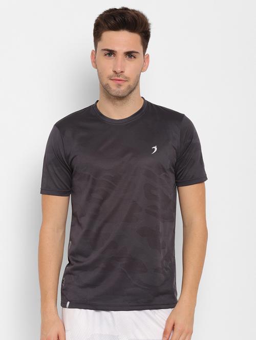 grey self design t-shirt - 17960513 - Very Small Image - 1