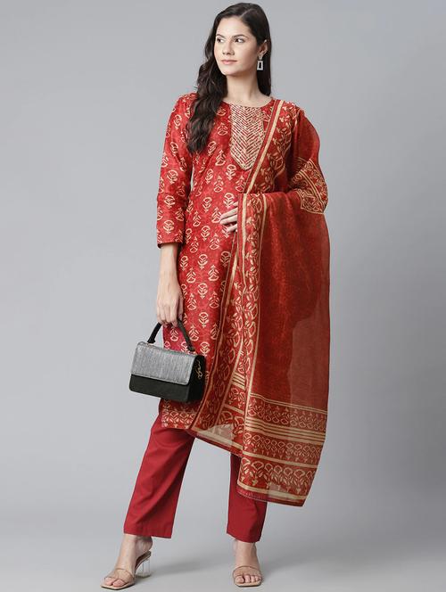 printed unstitched suit set - 17960609 - Very Small Image - 1