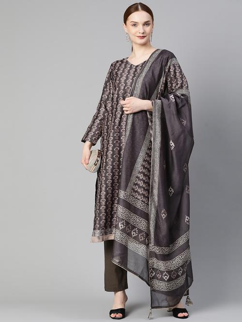 printed unstitched suit set - 17960623 - Very Small Image - 1