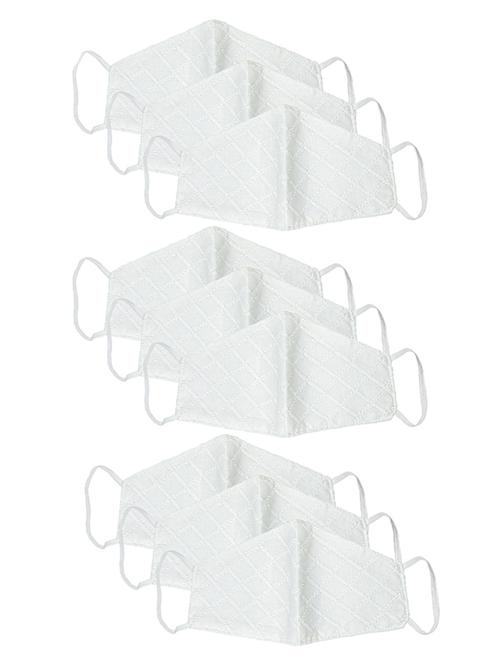 set of 9 white chikankari cotton face mask - 17960659 - Very Small Image - 1
