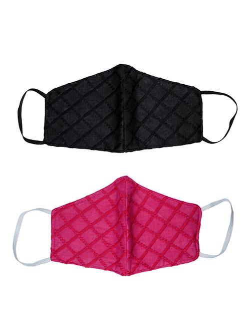 set of 2 multi colored chikankari cotton face mask - 17960665 - Very Small Image - 1