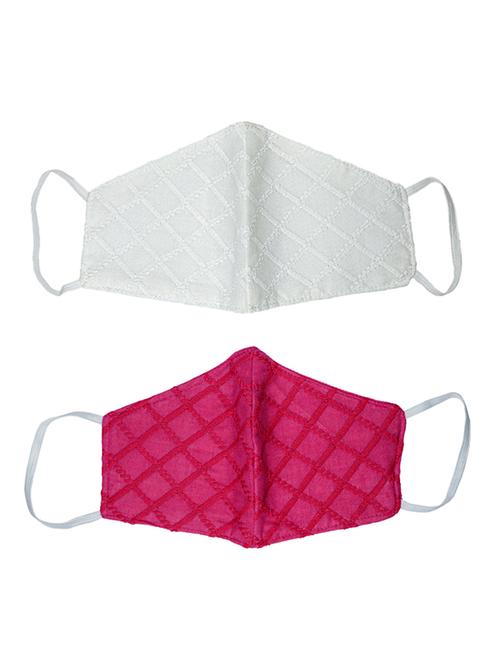 set of 2 multi colored chikankari cotton face mask - 17960668 - Very Small Image - 1
