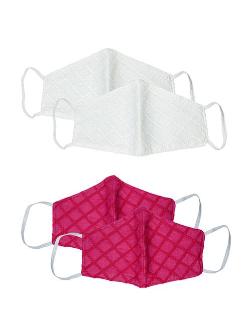 set of 4 multi colored chikankari cotton face mask - 17960669 - Very Small Image - 1
