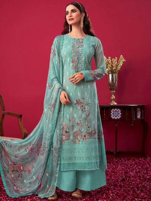 printed unstitched suit set - 17960896 - Very Small Image - 1