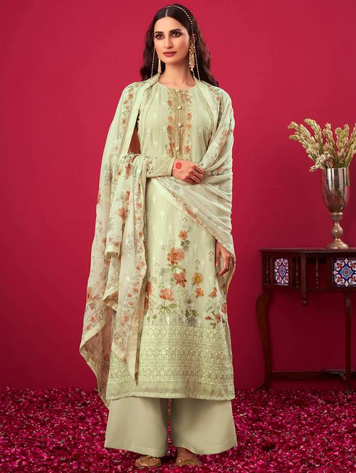 printed unstitched suit set - 17960897 - Very Small Image - 1
