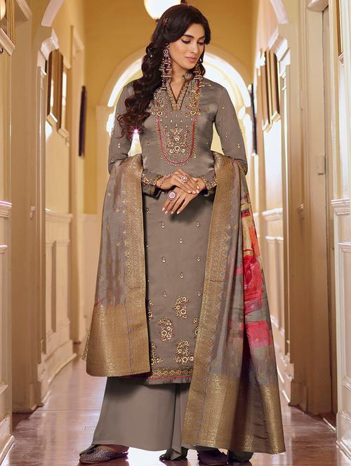 embroidered unstitched suit set - 17960908 - Very Small Image - 1