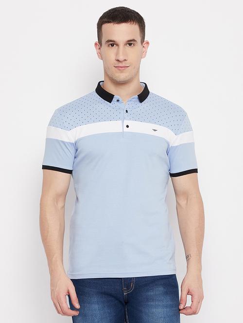 light blue printed collared t-shirt - 17961892 - Very Small Image - 1