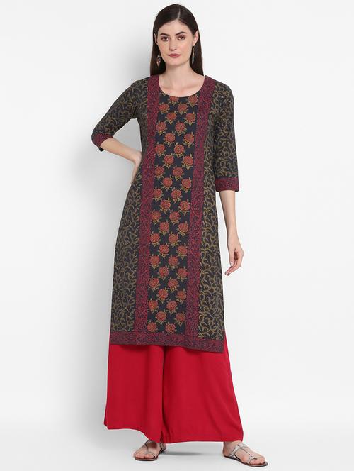 floral straight kurta - 17962007 - Very Small Image - 1