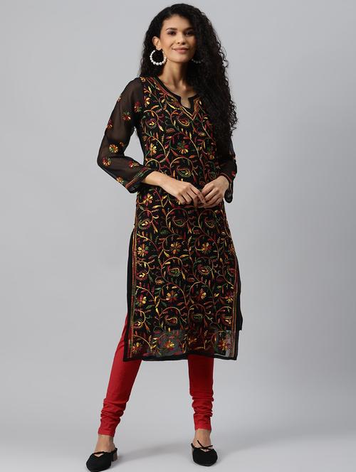 ada hand-embroidered chikankari kurta churidaar set - 17962083 - Very Small Image - 1