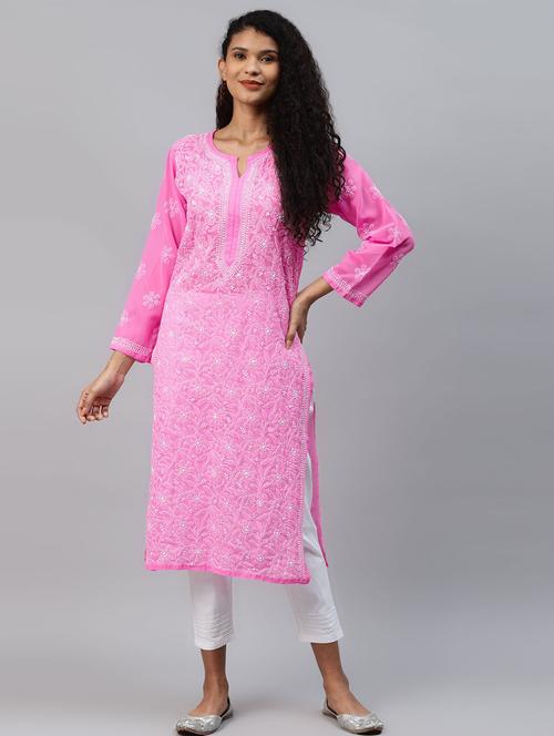 ada hand-embroidered chikankari kurta pant set - 17962084 - Very Small Image - 1