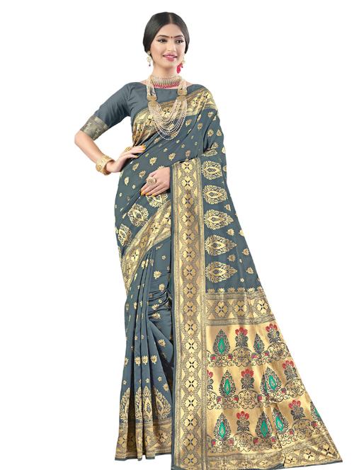 jacquard work woven saree with blouse - 17962236 - Very Small Image - 1