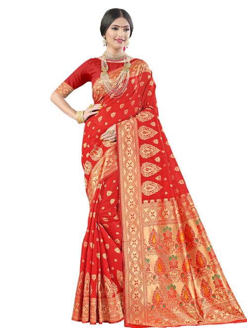 jacquard work woven saree with blouse - 17962237 - Very Small Image - 1