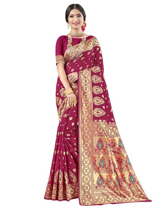 jacquard work woven saree with blouse - 17962238 - Very Small Image - 1