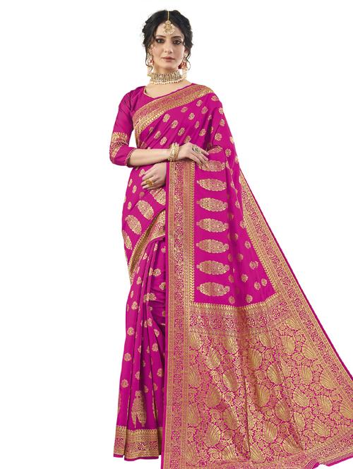 jacquard work woven saree with blouse - 17962249 - Very Small Image - 1