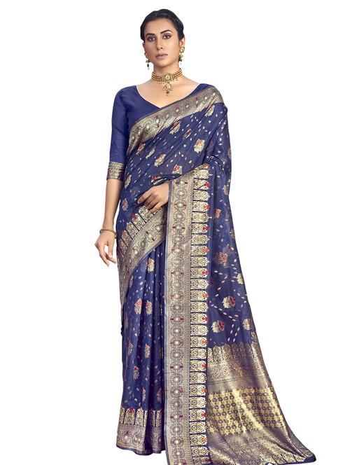 jacquard work woven saree with blouse - 17962283 - Very Small Image - 1