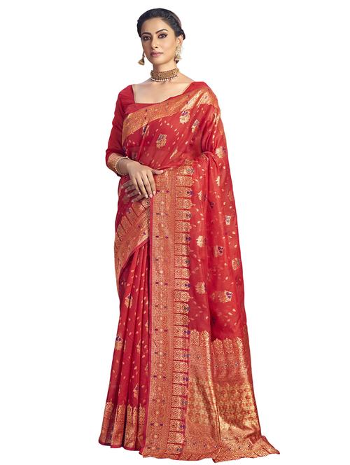 jacquard work woven saree with blouse - 17962287 - Very Small Image - 1