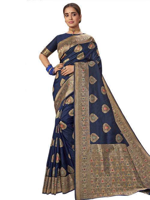 jacquard work woven saree with blouse - 17962313 - Very Small Image - 1