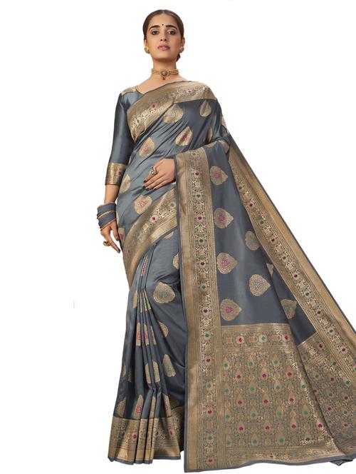 jacquard work woven saree with blouse - 17962315 - Very Small Image - 1