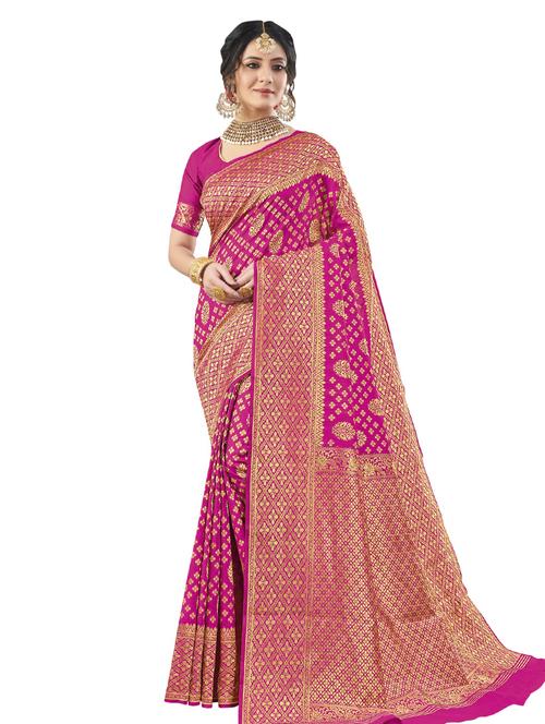 jacquard work woven saree with blouse - 17962319 - Very Small Image - 1