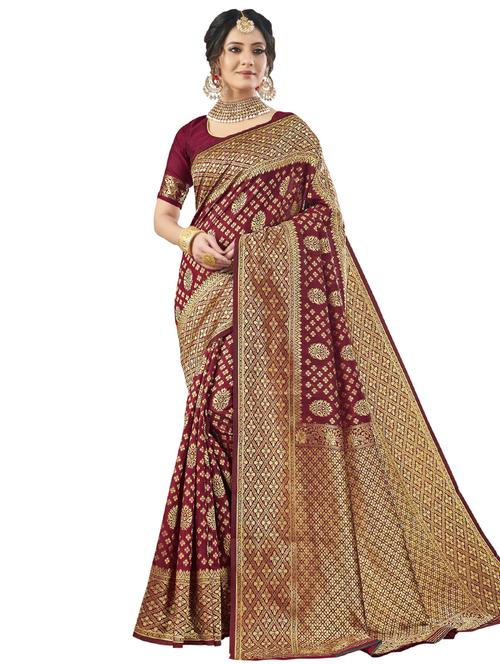 jacquard work woven saree with blouse - 17962322 - Very Small Image - 1