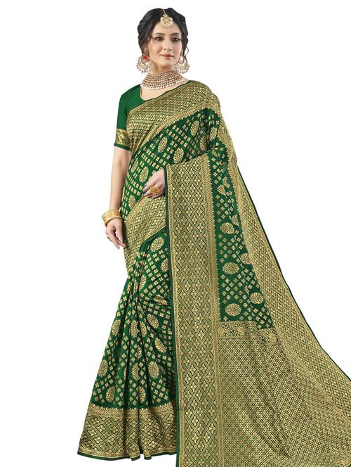 jacquard work woven saree with blouse - 17962323 - Very Small Image - 1